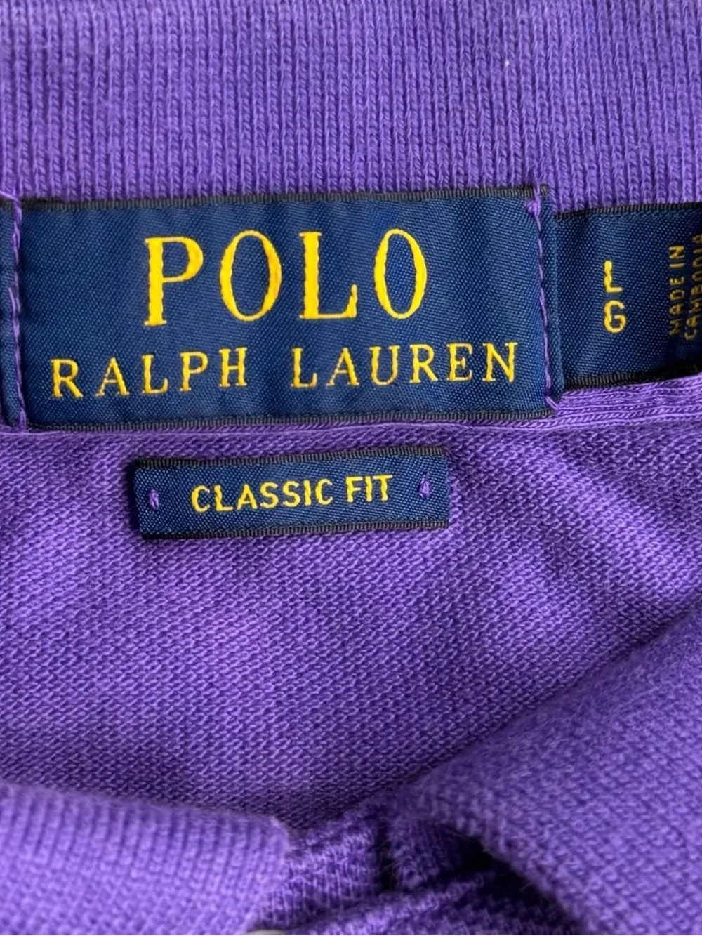 Polo Ralph Lauren Men’s L Purple Classic Fit Mesh Polo Shirt Yellow Pony Cotton